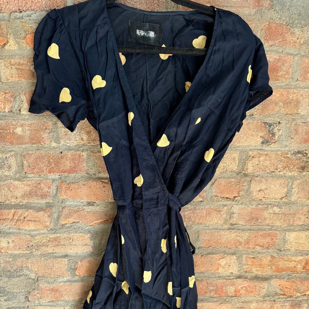 Reformation Vintage Heart Print Wrap Dress